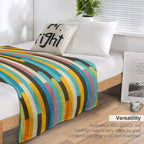 Retro Color Block Popsicle Sticks Blue Easy Care Throw Blanket
