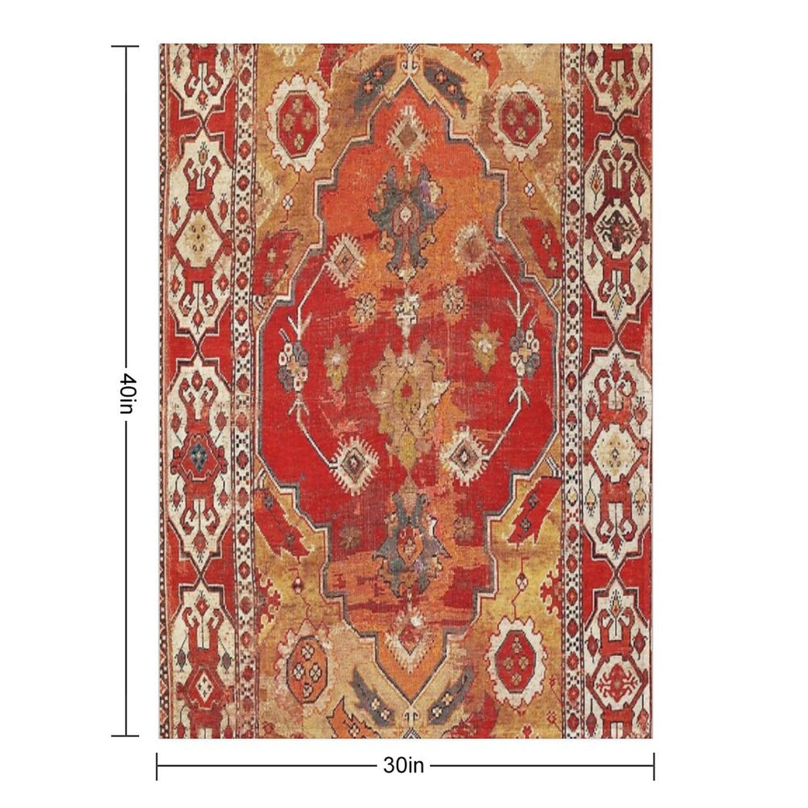 Transylvanian West Anatolian Carpet Print Plush Throw Blanket