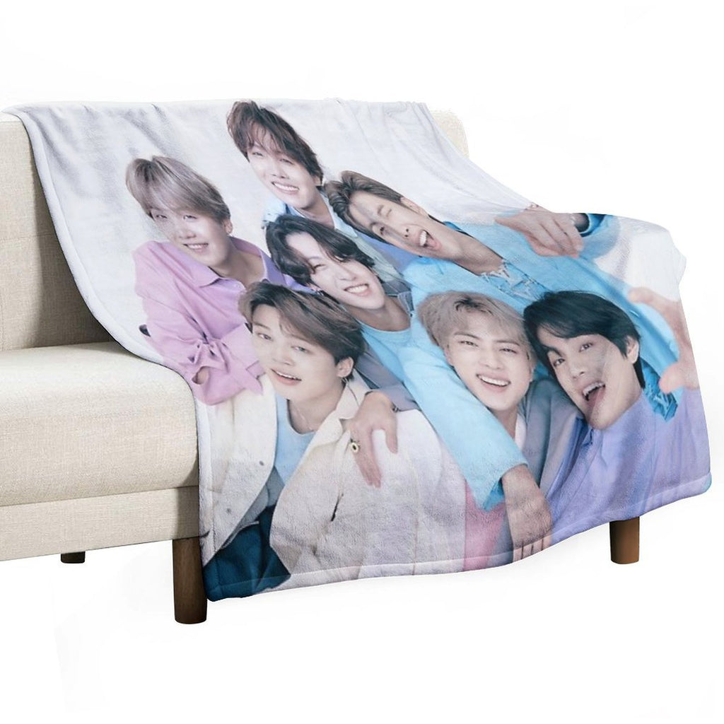 Bts Group Photo Wrinkle-free Throw Blanket