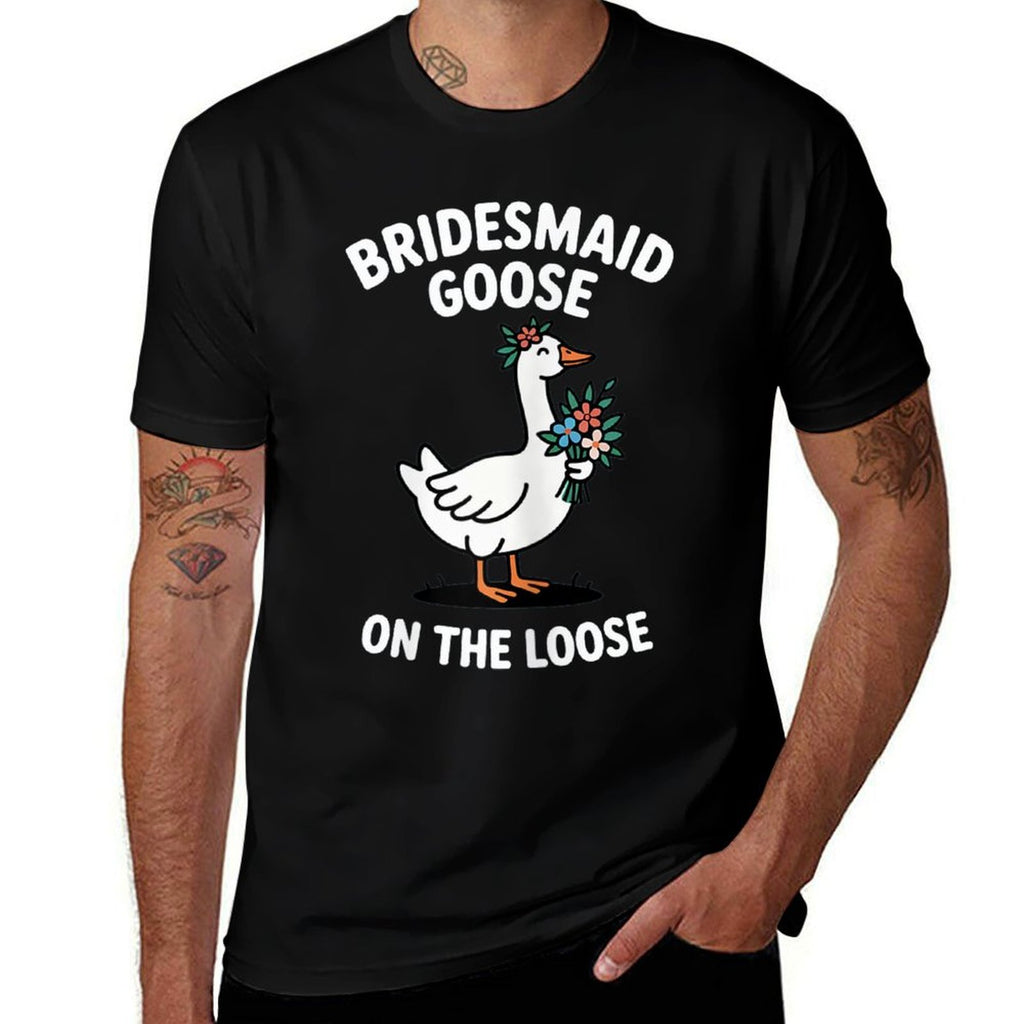 Funny Bridesmaid Goose On The Loose Bachelorette Bride Party  Eco-friendly Material T-Shirt