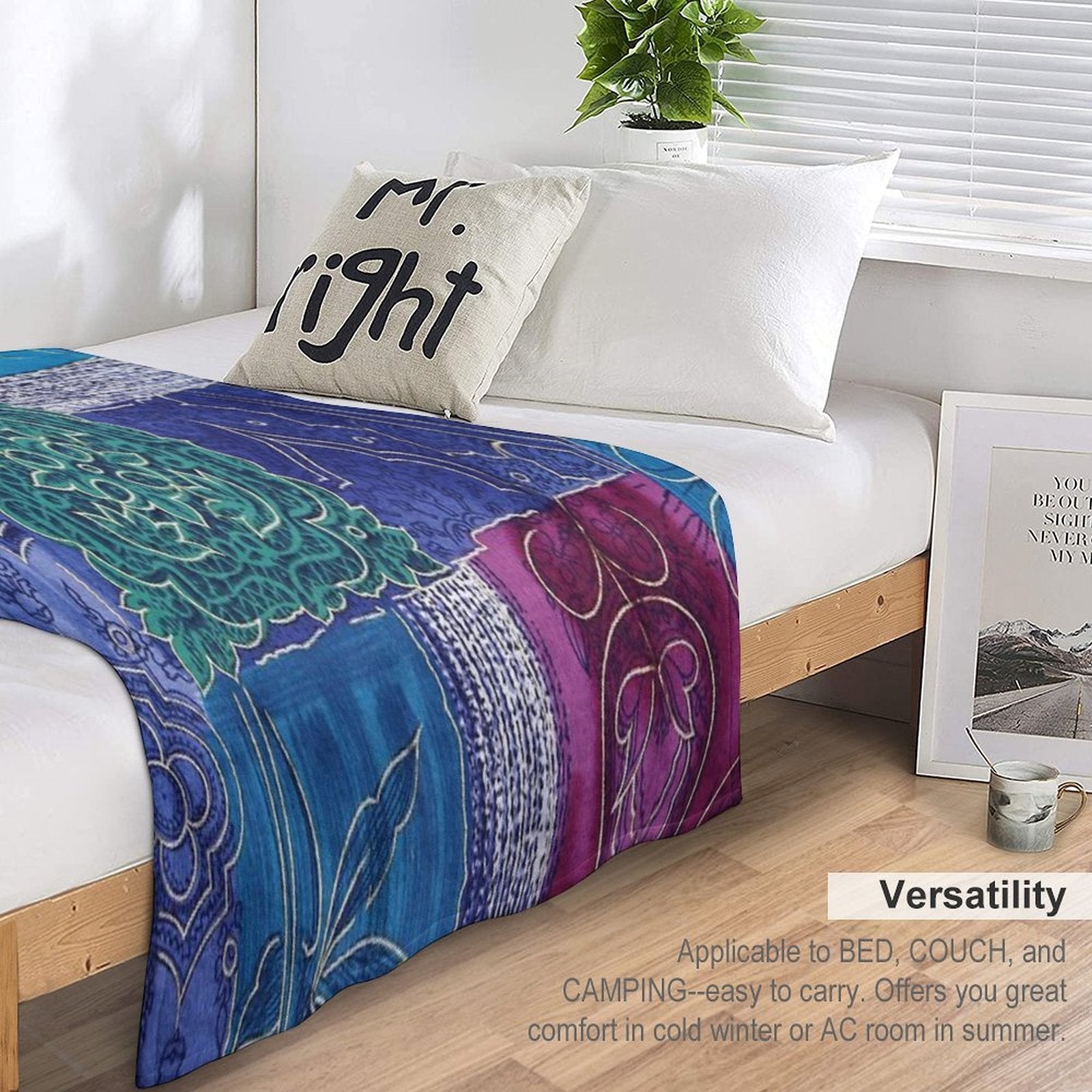 Blue And Navy Patchwork Quick-dry Throw Blanket