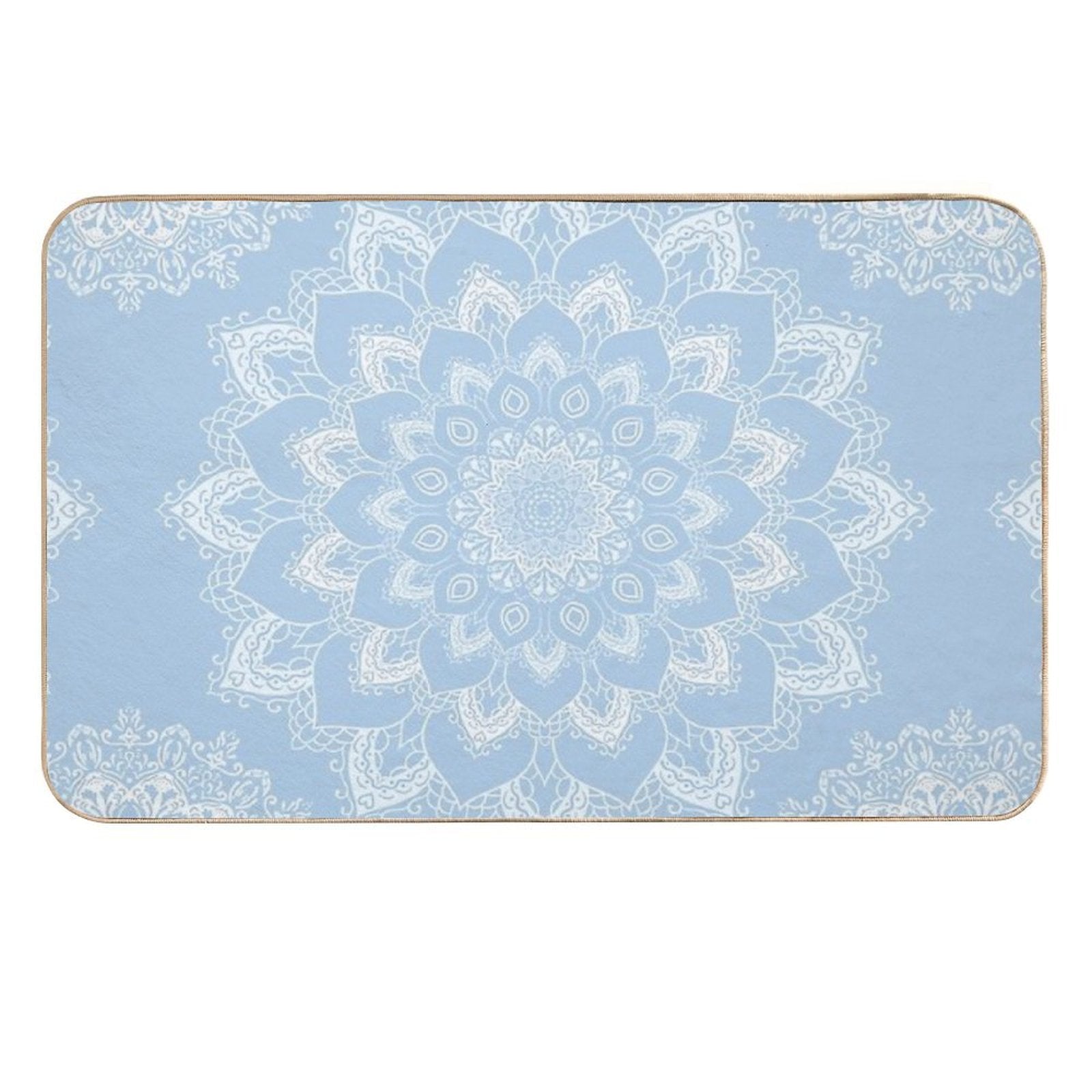 Bohemian Baby Blue Mandala  Easy Maintenance Bath Mat
