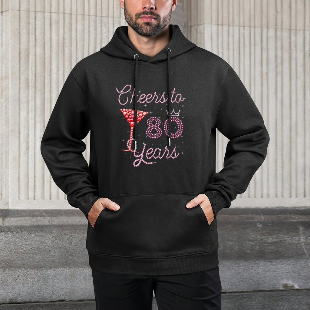 Cheers To 80 Years 80th Birthday 80 Years Old Bday Kangaroo Pocket Hoodie
