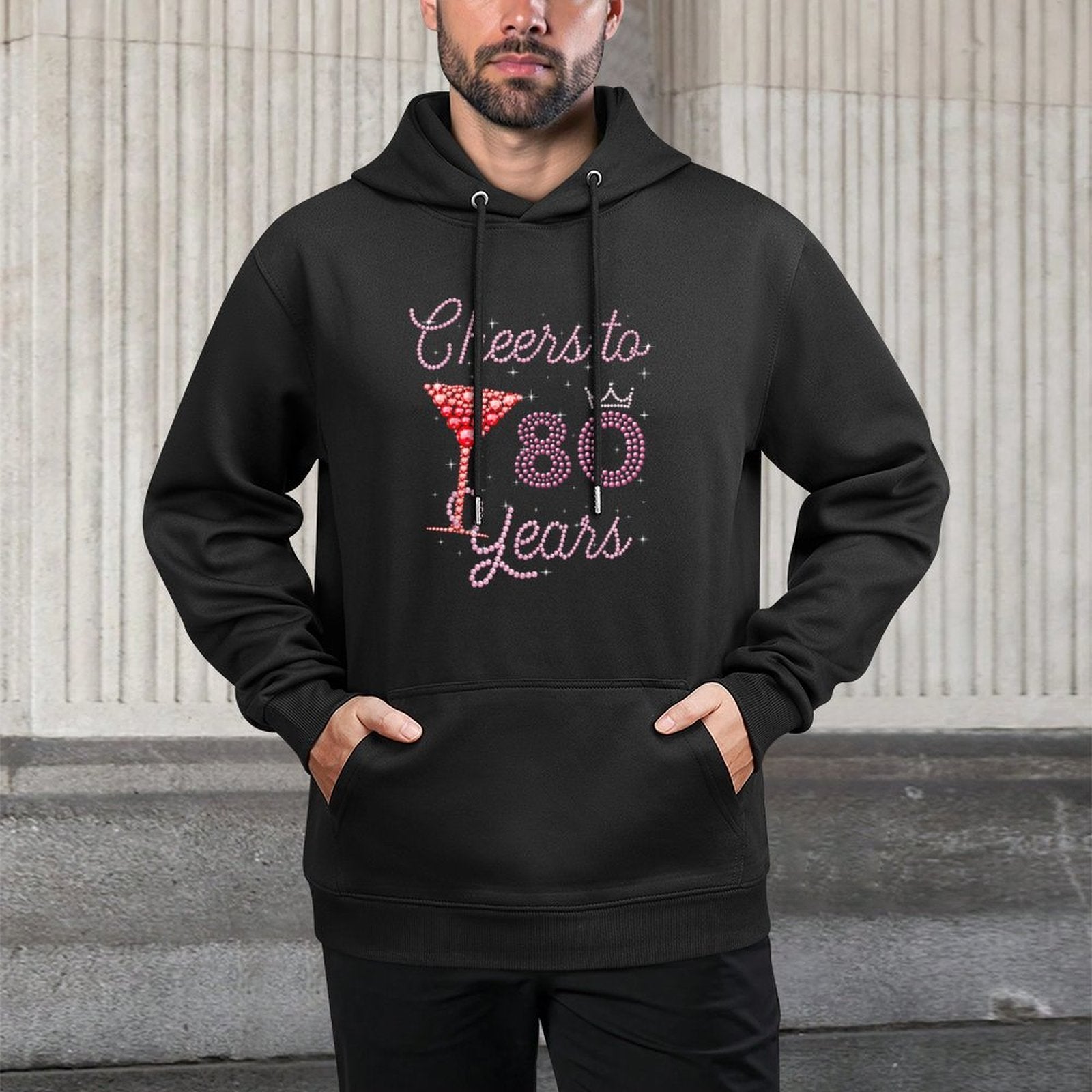 Cheers To 80 Years 80th Birthday 80 Years Old Bday Kangaroo Pocket Hoodie