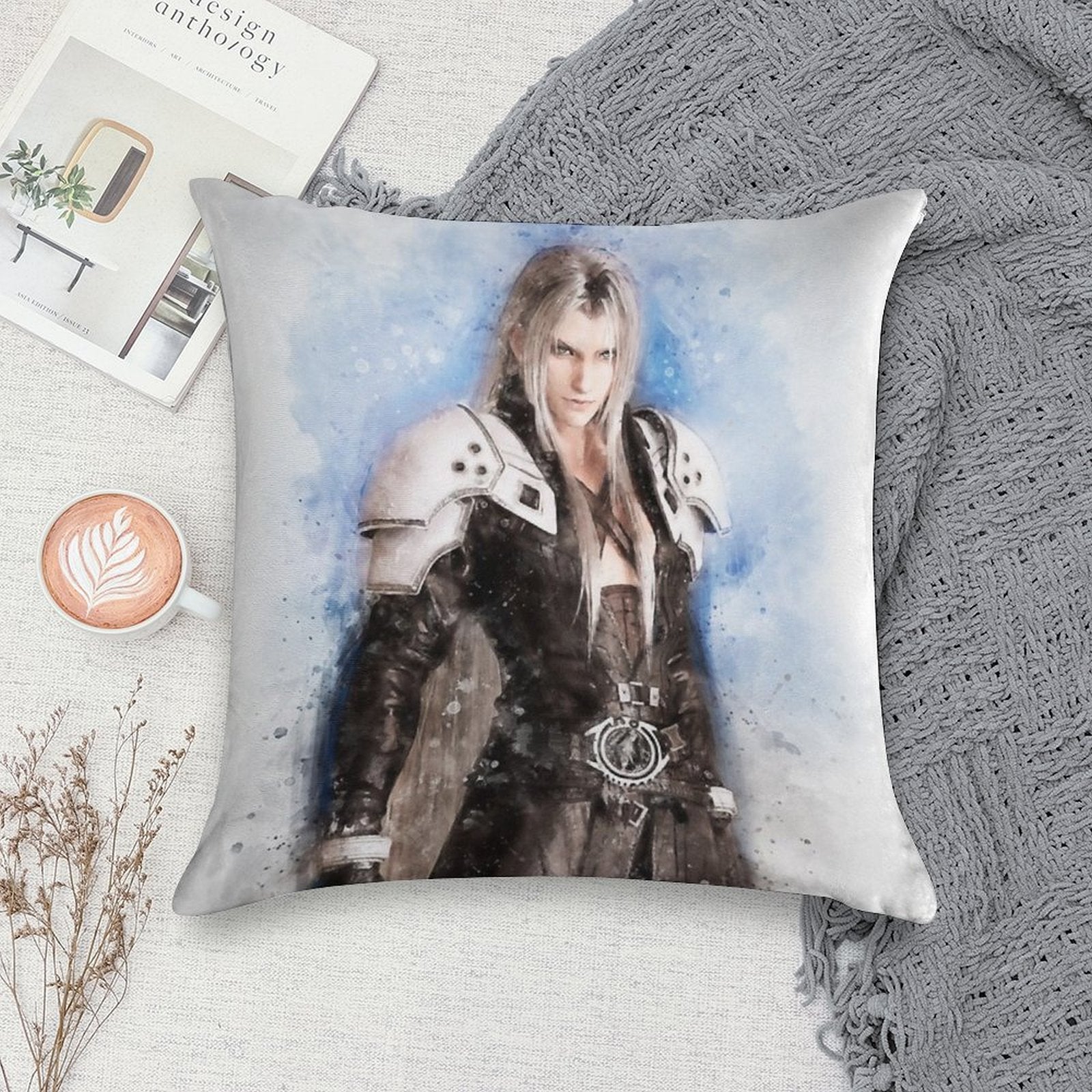 Sephiroth Watercolor Soft Ultra-Soft Texture Throw Pillow