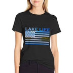 American Patriot Fishing At The Lake This Is Lake Life  Tagless Design T-Shirt