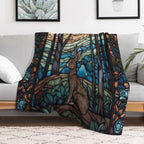 Stained Glass Hare And Moonbeams Eco-conscious Throw Blanket