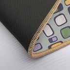 Colorful Retro Mid Century Aesthetic Squares Geometric Pattern Gray Teal  Toxin-Free Bath Mat