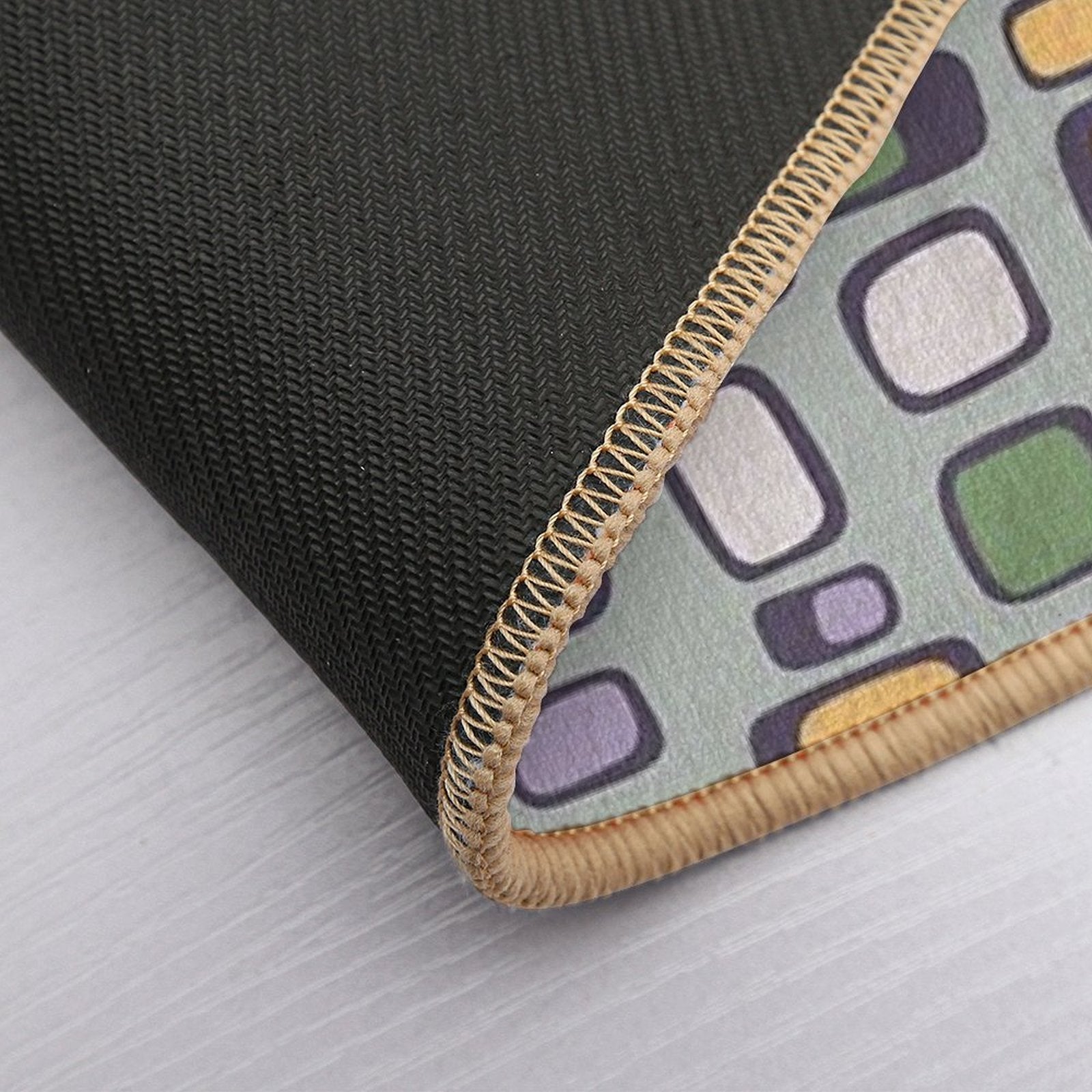 Colorful Retro Mid Century Aesthetic Squares Geometric Pattern Gray Teal  Toxin-Free Bath Mat