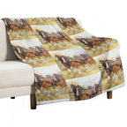 Clydesdales in Harness Wrinkle-free Throw Blanket