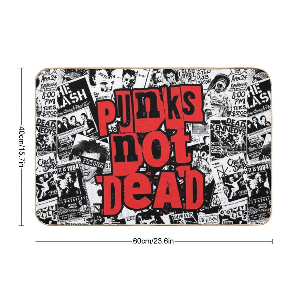 Punk Flyers Collage Punkrock Punks Not Dead Stencil  Fade-Resistant Bath Mat