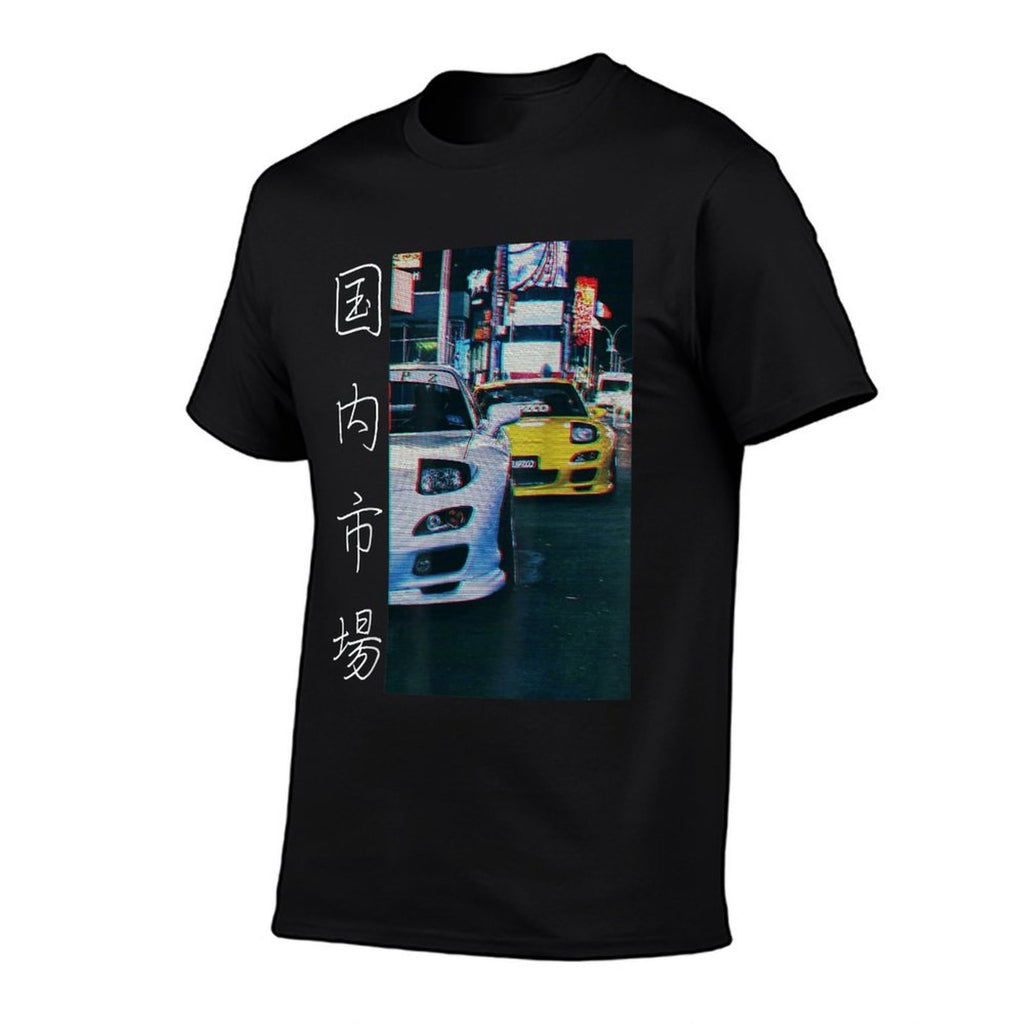 Distress Two Legendary JDM RX-7 Sport Cars Night Drift  Soft T-Shirt