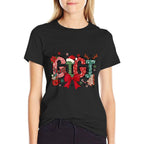 Christmas Bow Gigi Claus Reindeer Xmas Tree Cake Comfortable T-Shirt