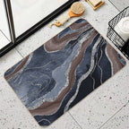 Navy Blue Brown Marble Agate Silver Glam #1 (Photo of Glitter Only - Not Reflective)  Pet-Safe Bath Mat