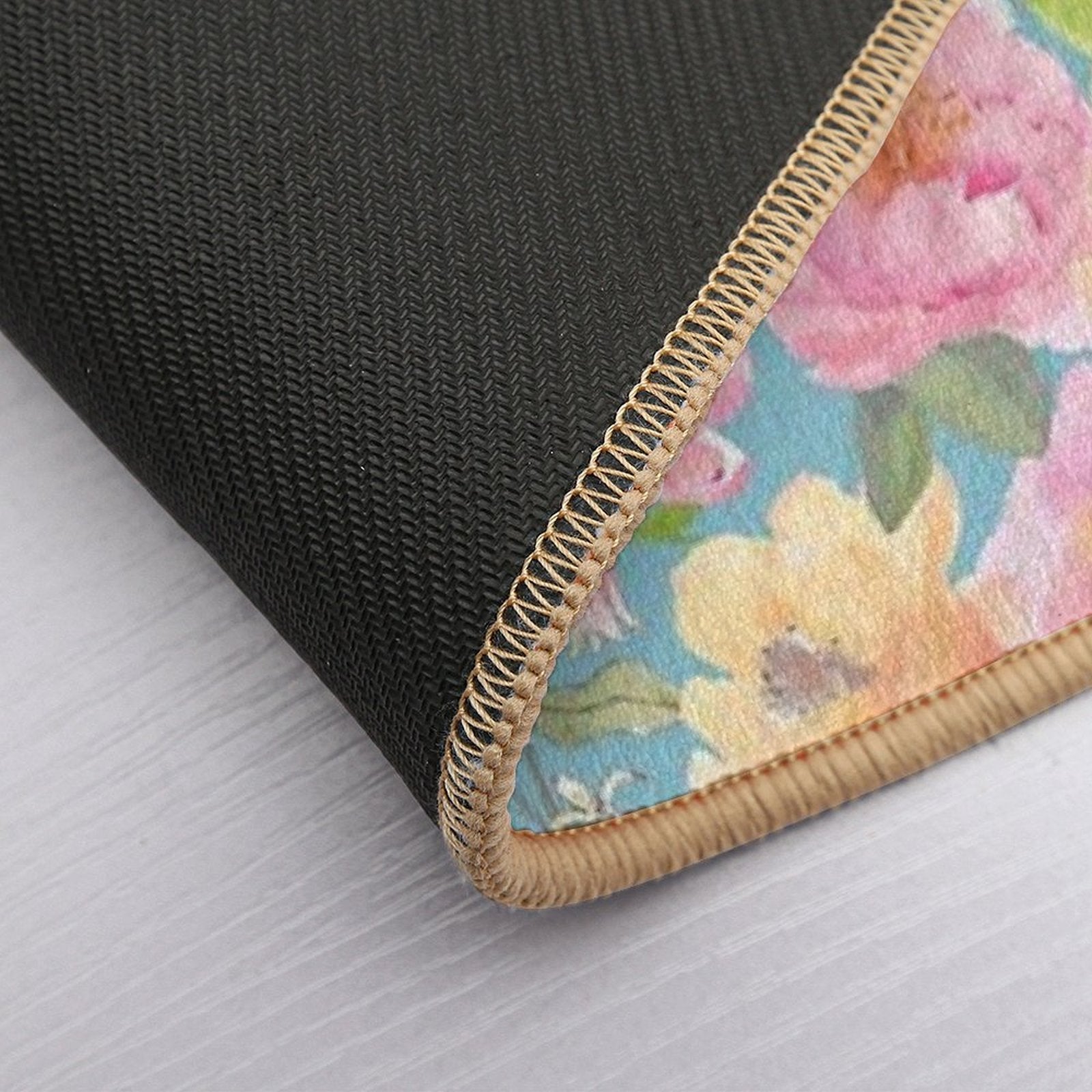 Rose And Peonies Aqua  Odorless Bath Mat