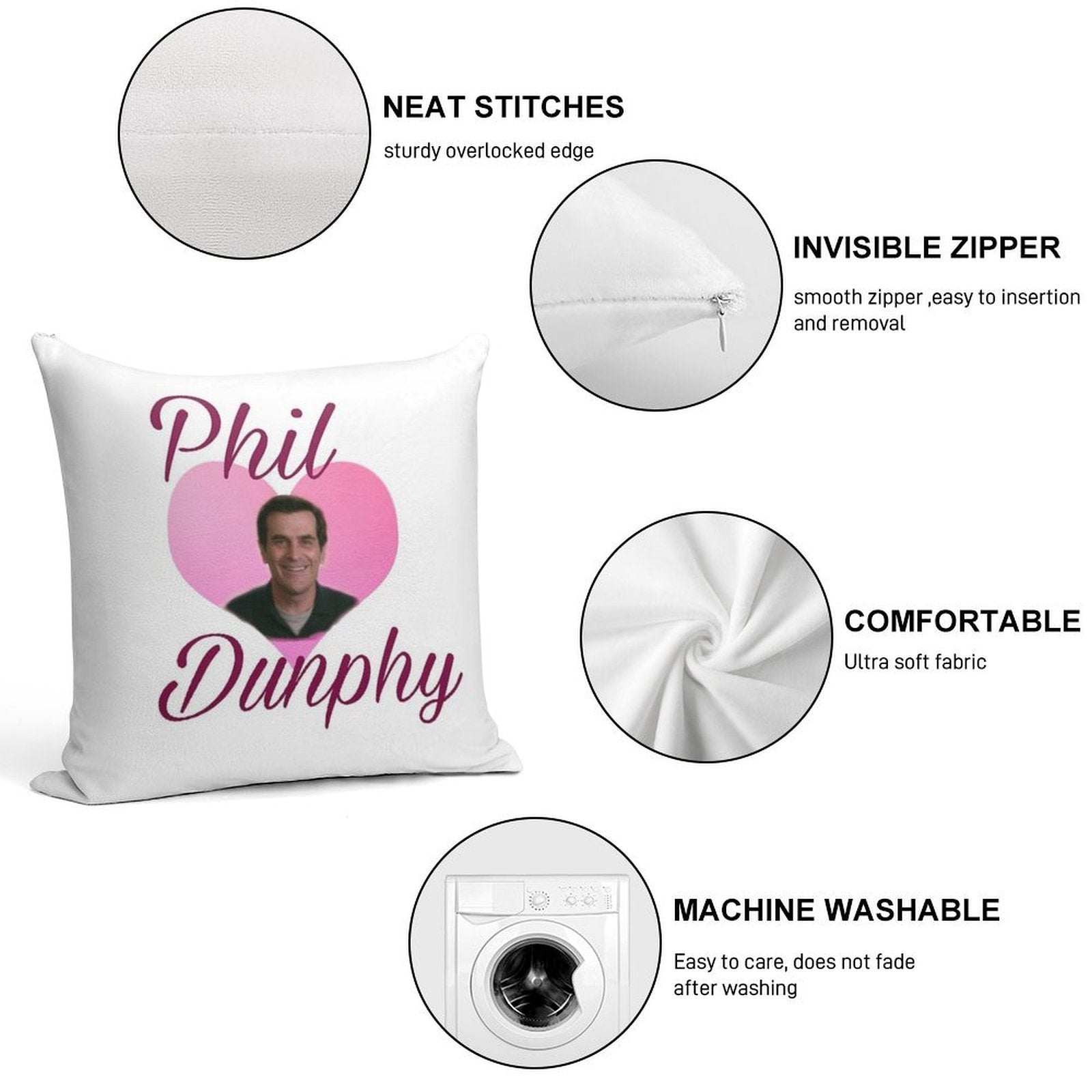 Modern Family Phil Dunphy Heart Meme Soft Bedroom Essential Throw Pillow
