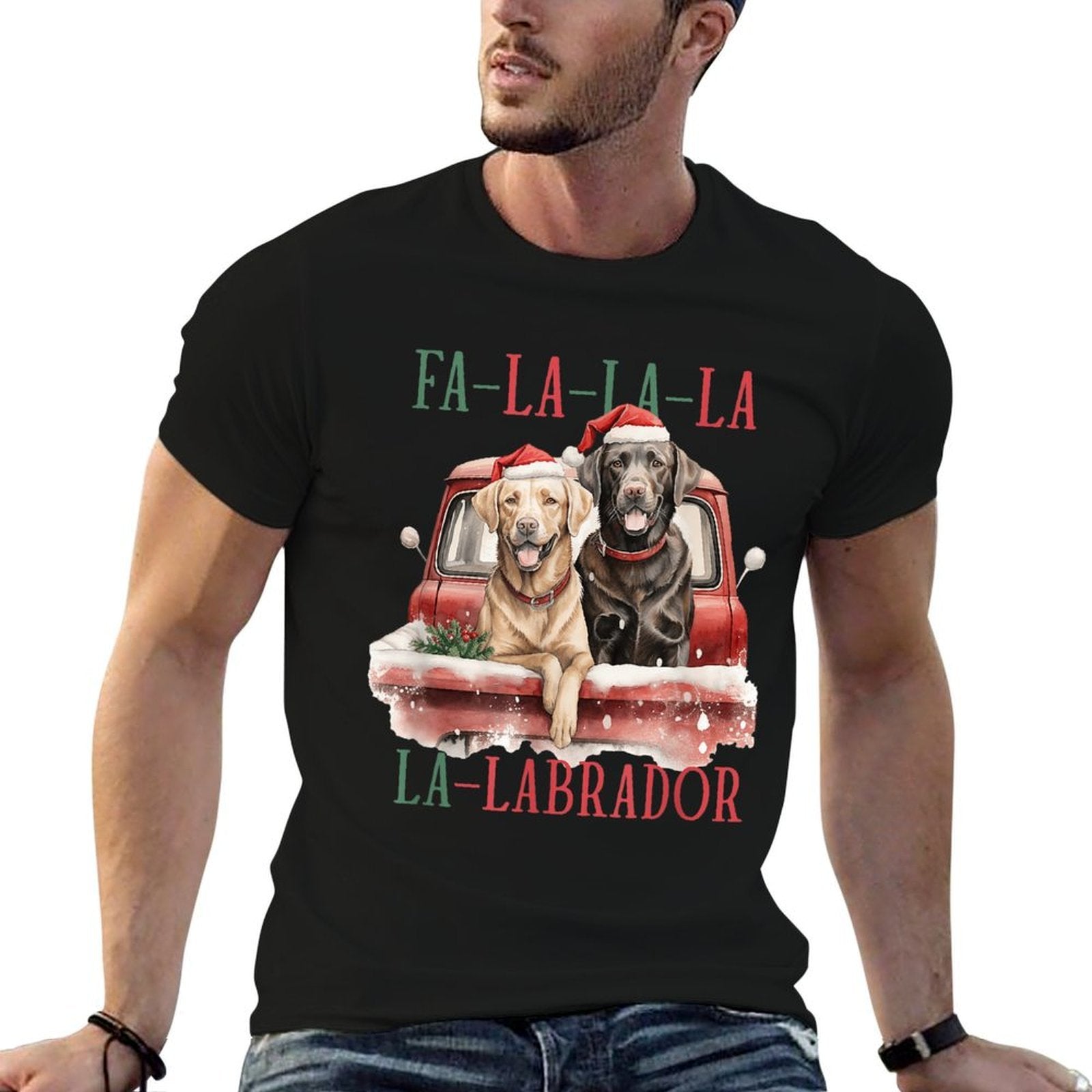 Fa La La Labrador Funny Christmas  Breathable T-Shirt