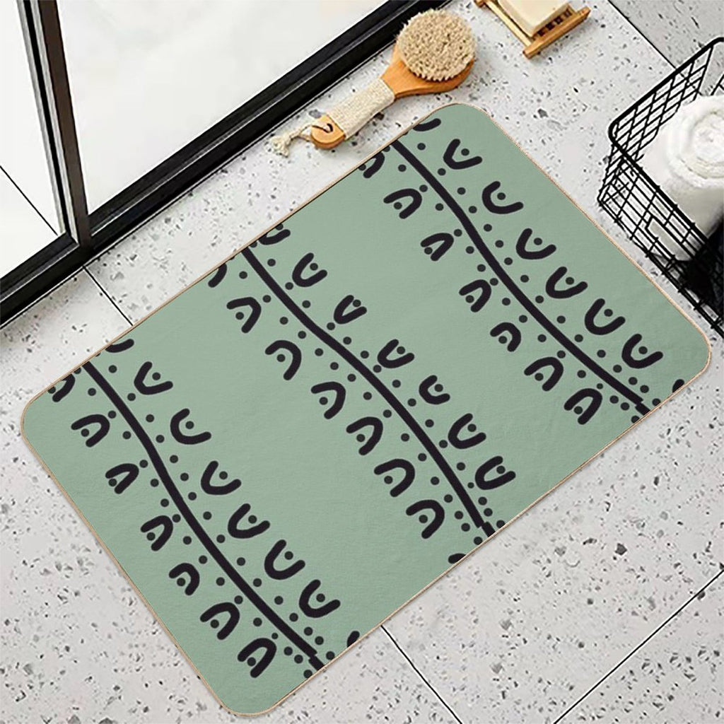 Batik Traditional  Sage Green Creative Pattern  Fade-Resistant Bath Mat
