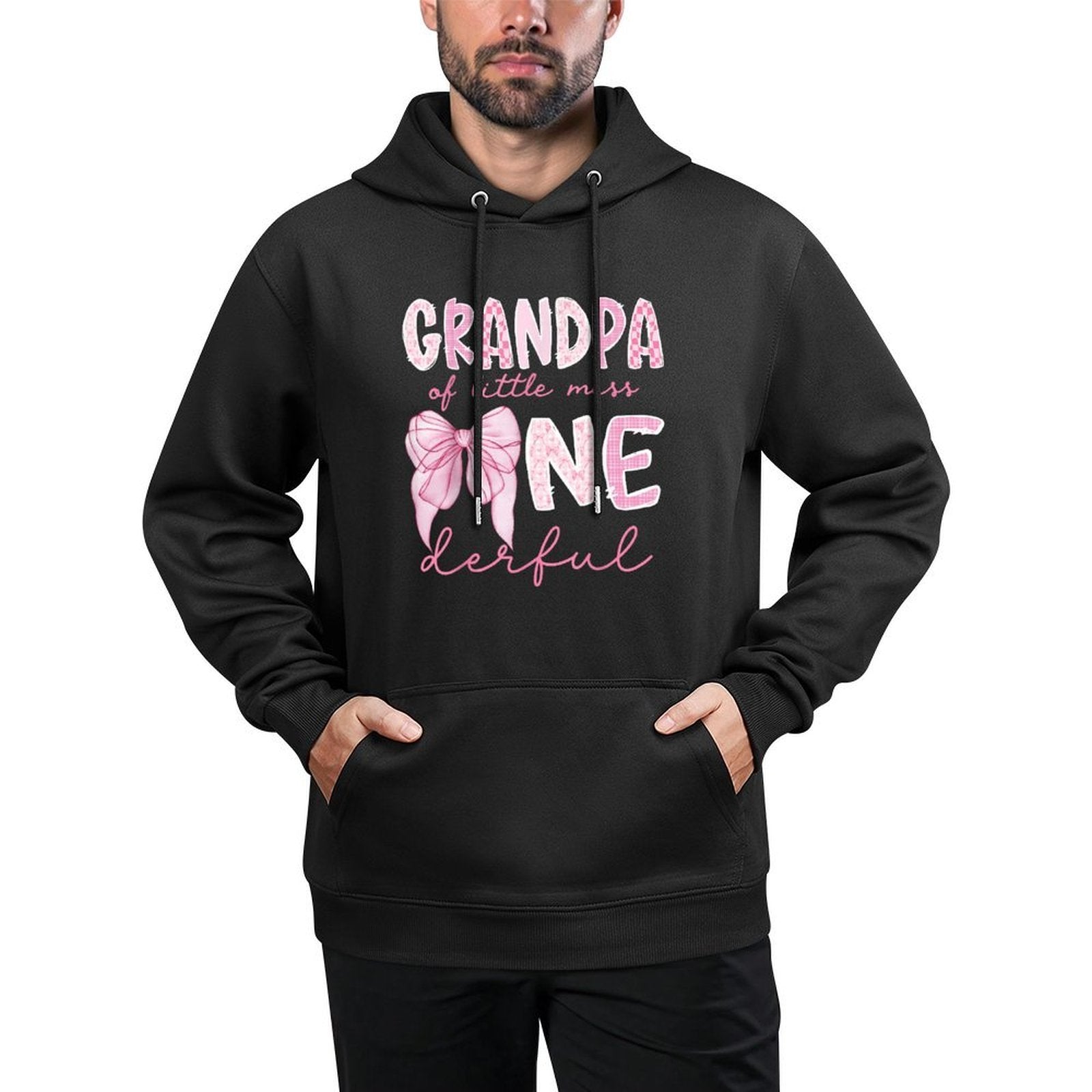 Grandpa of Little Miss Onederful 1St Birthday Girl Coquette Cotton-Polyester Blend Hoodie