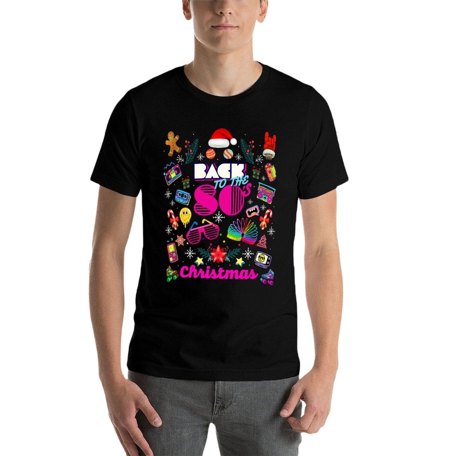 Funny Back to 80s Christmas Nostalgia Quotes Graphic Design  Fade-proof Color T-Shirt