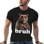 Bruh Boys Funny Cool Bear Sunglasses Bruh Meme Saying  Tagless Design T-Shirt