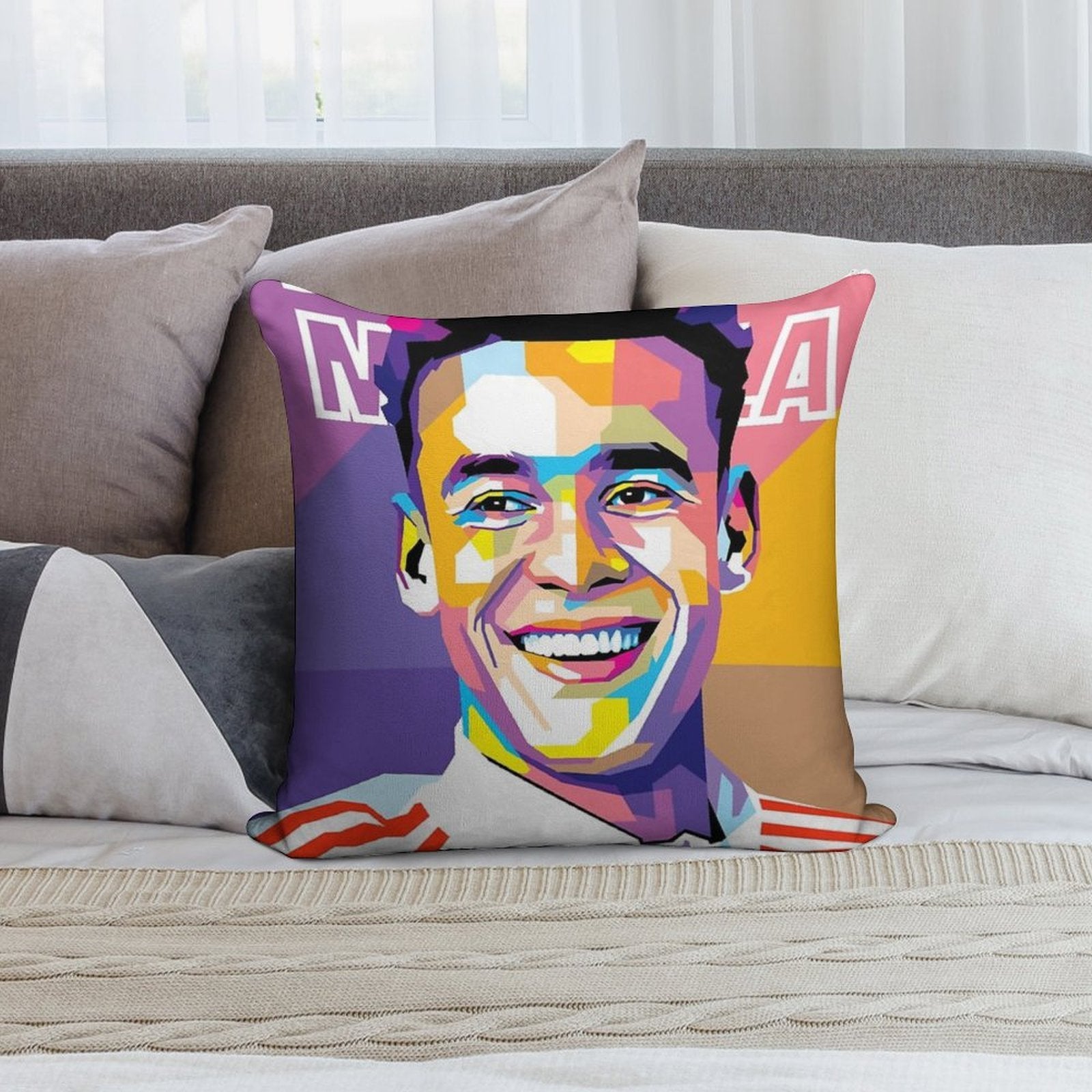 Jamal Musiala in WPAP Style Soft Shrink-Resistant Throw Pillow