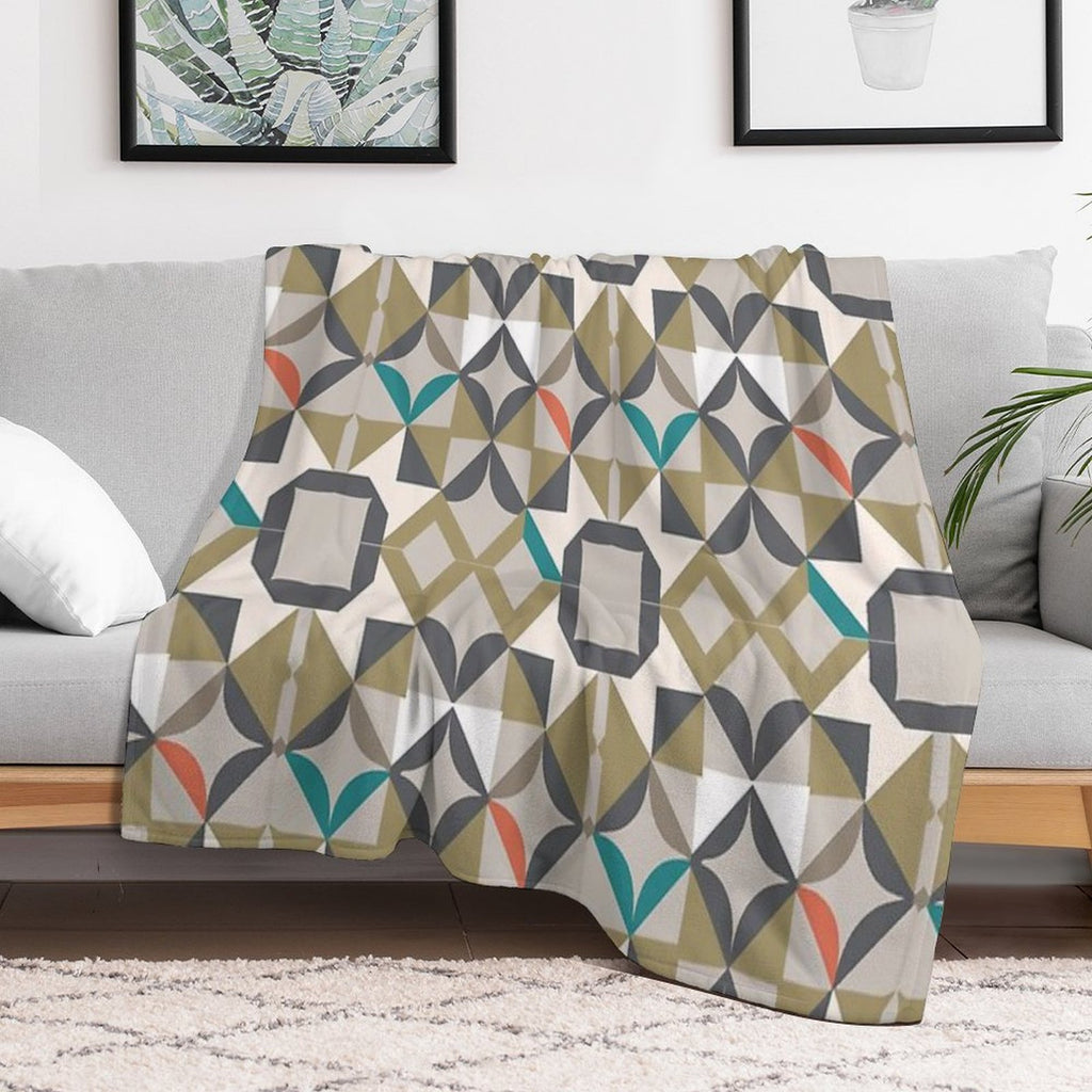 Modern Luxury Accent with A Beige And Neutral Geometric Pattern Compact Throw Blanket