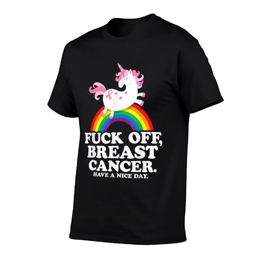 Fuck Off Breast Cancer Funny Quote with Unicorn And Rainbow  Classic T-Shirt