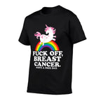 Fuck Off Breast Cancer Funny Quote with Unicorn And Rainbow  Classic T-Shirt