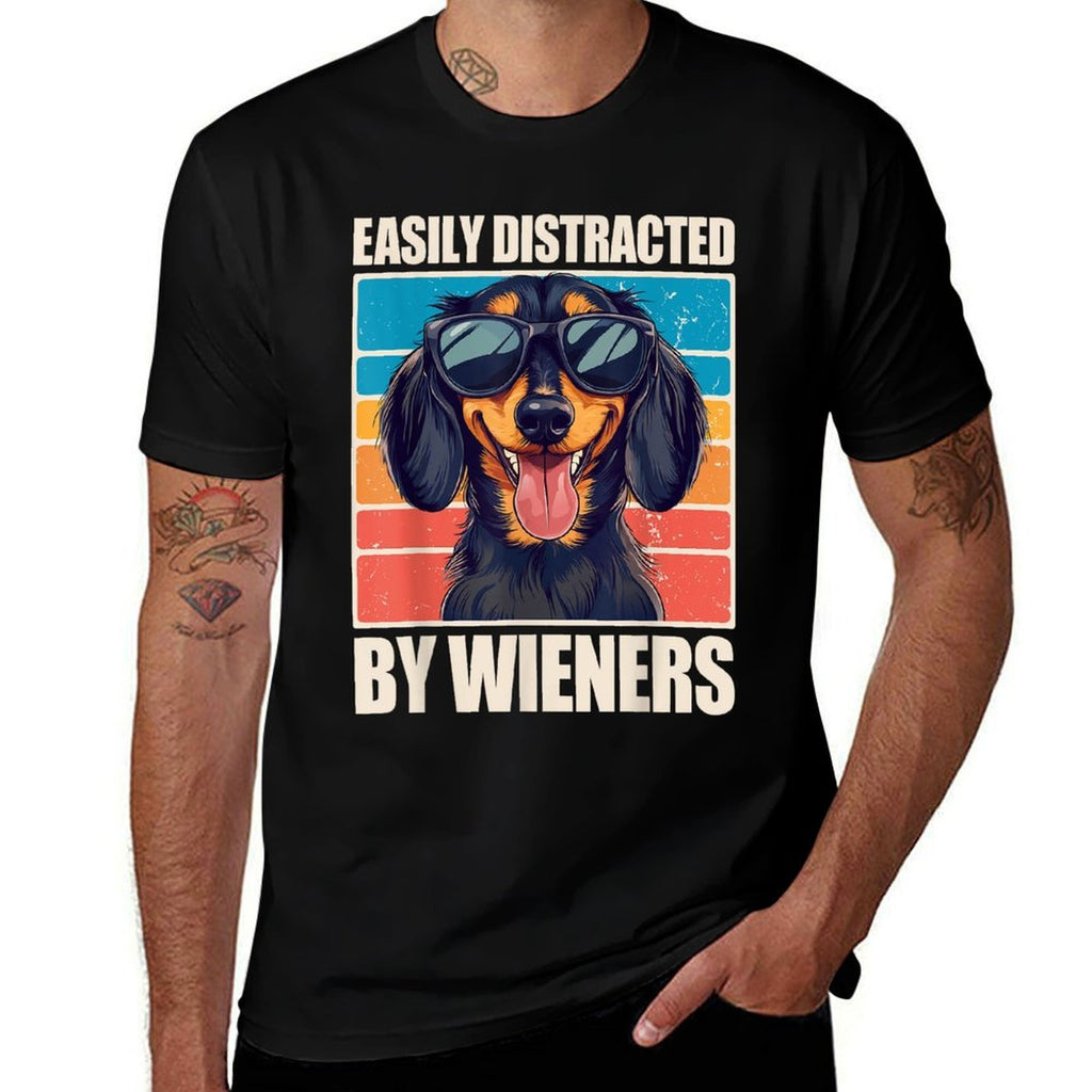 Easily Distracted By Wieners Dachshund  Polyester Blend T-Shirt