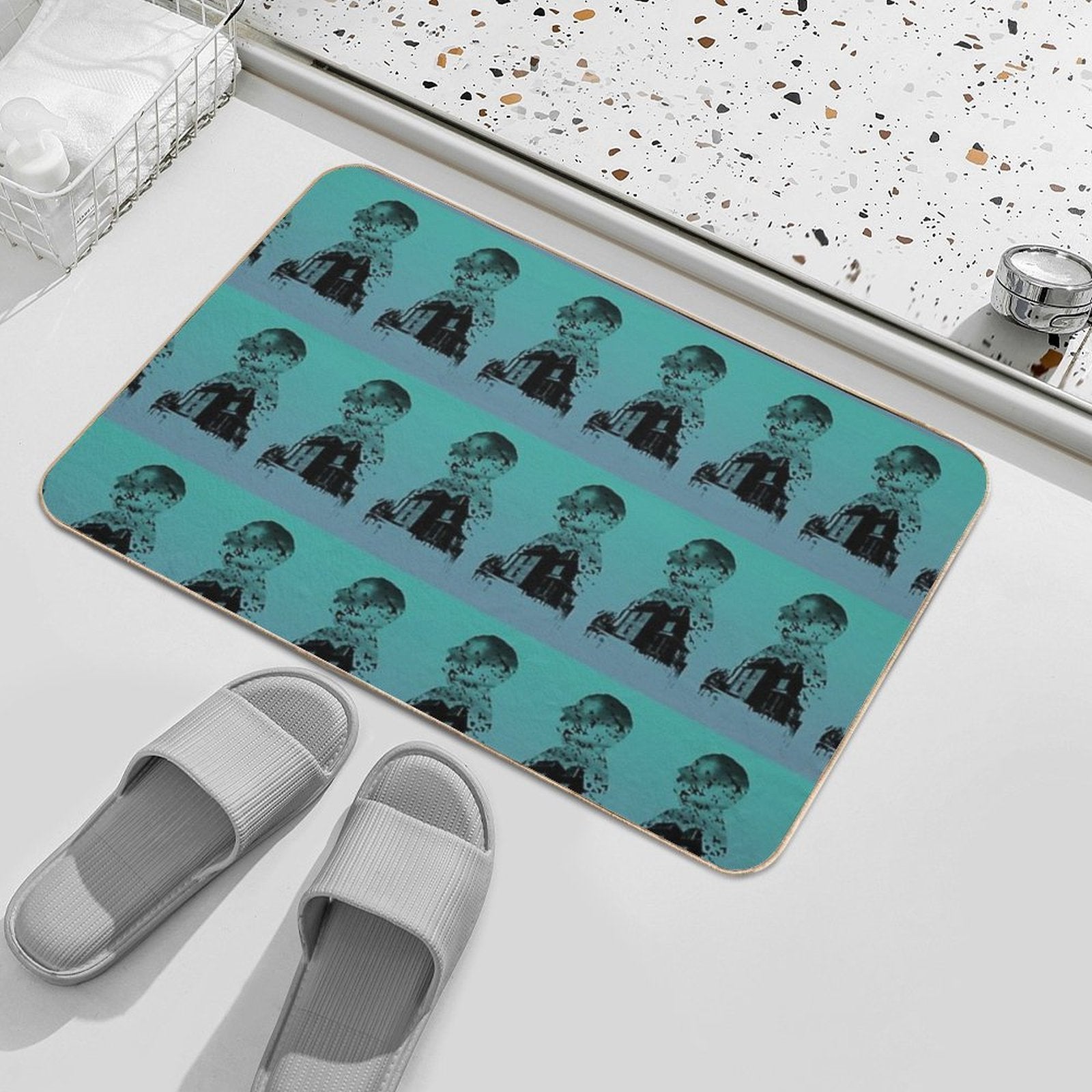 Alfred Hitchcock Collage - Gradient  Long-Lasting Bath Mat