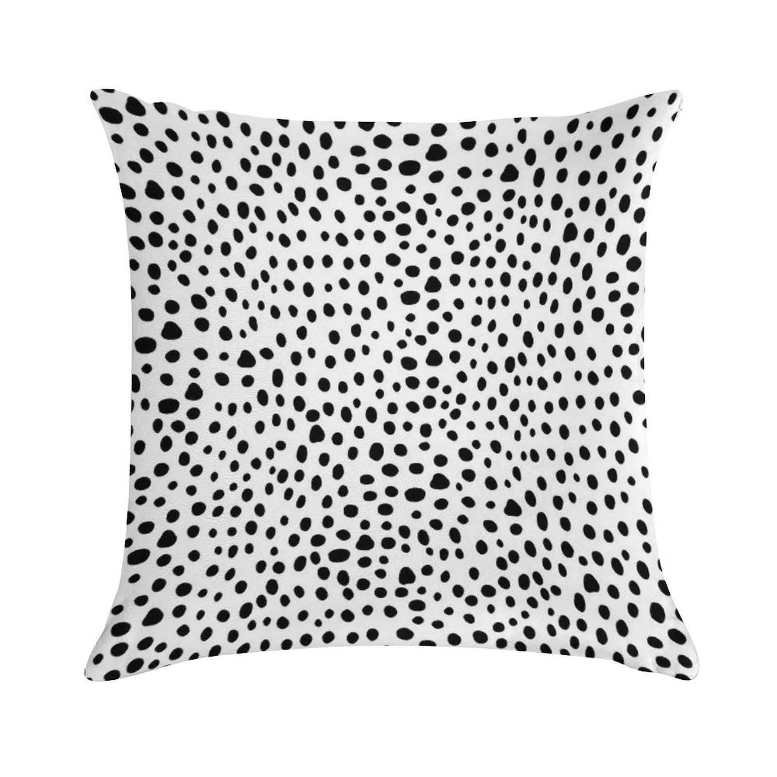 Modern Black And White Hand Drawn Polka Dots Soft Fade-Resistant Throw Pillow