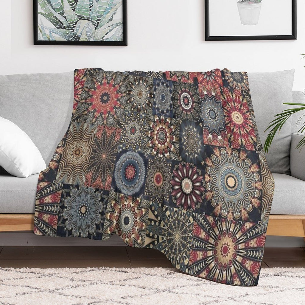 Dazzling Style Red And Golden Stars Pattern Easy Care Throw Blanket