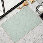 Mint Green Polka Dot Minimalist Pattern. Pencil Sketch Circles And Grid. Modern Japandi  Anti-Trip Bath Mat