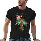 Sea Turtle Christmas Lights Funny Santa Hat Merry Christmas  Trendy Pattern T-Shirt