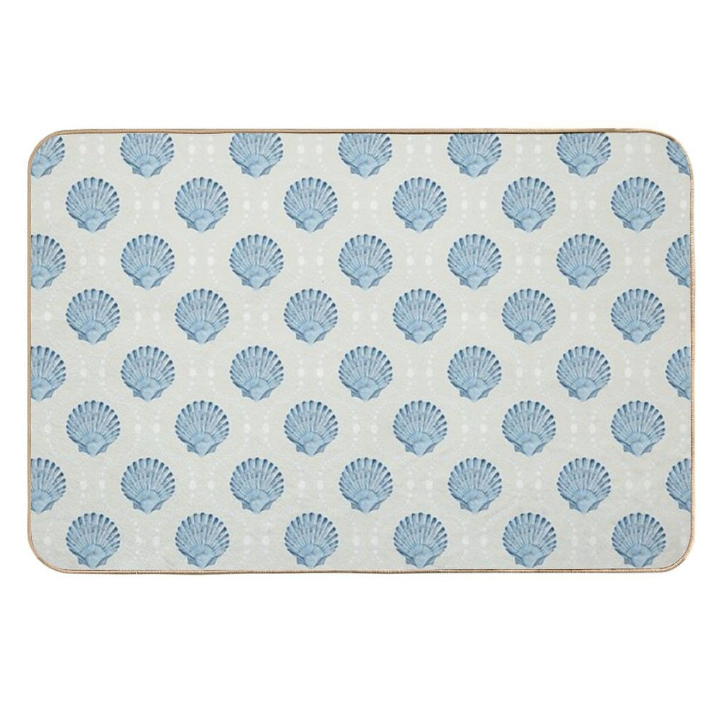 Scallops And Spots Neutral And Blue  Toxin-Free Bath Mat