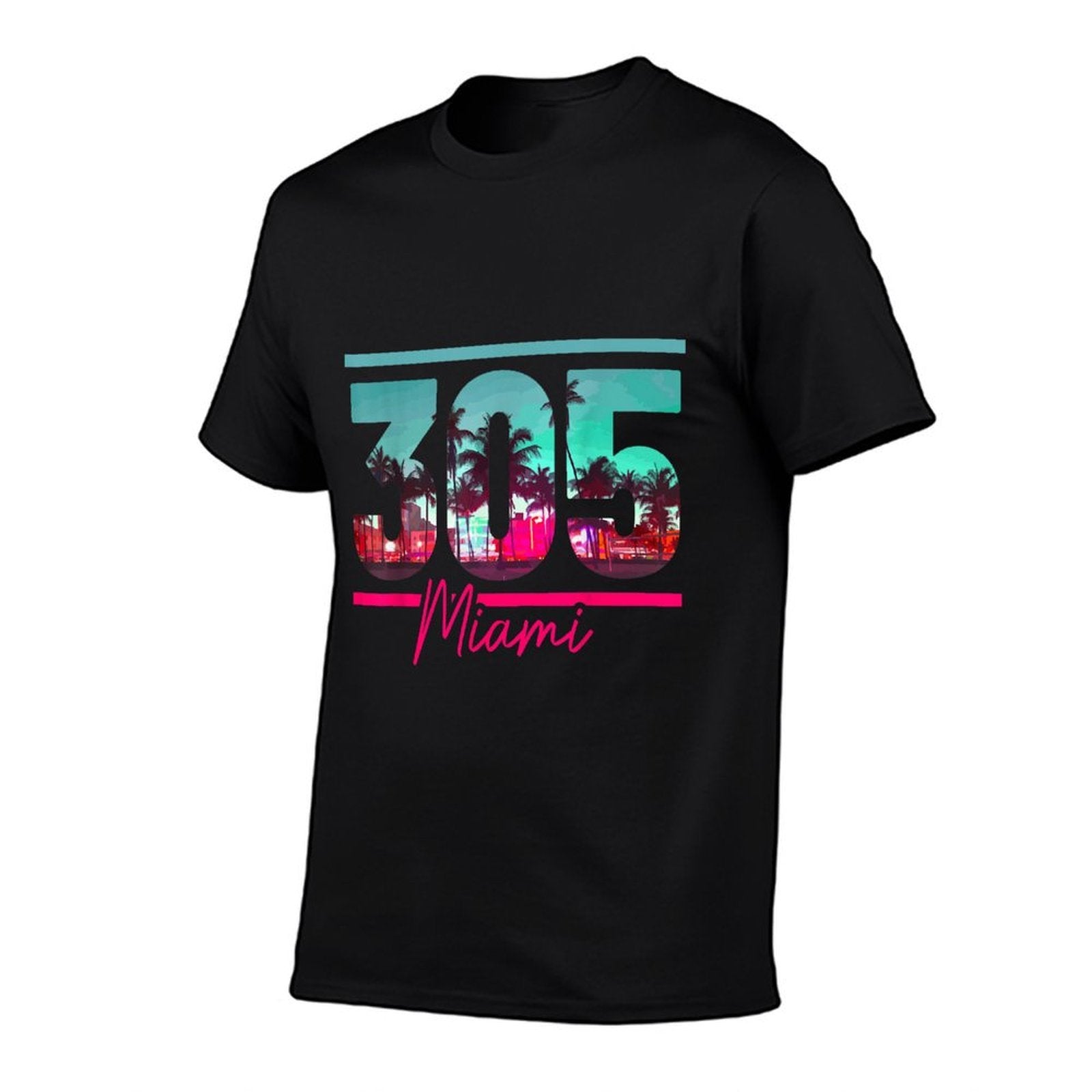Miami 305 Area Code Florida Vintage Palm Trees Pride Retro  Wrinkle-resistant T-Shirt