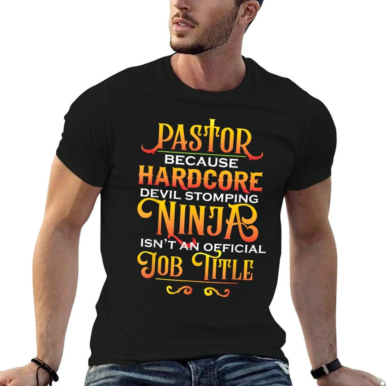 Pastor Because Devil Stomping Ninja Isnt Job Title Gifts  Heathered Texture T-Shirt