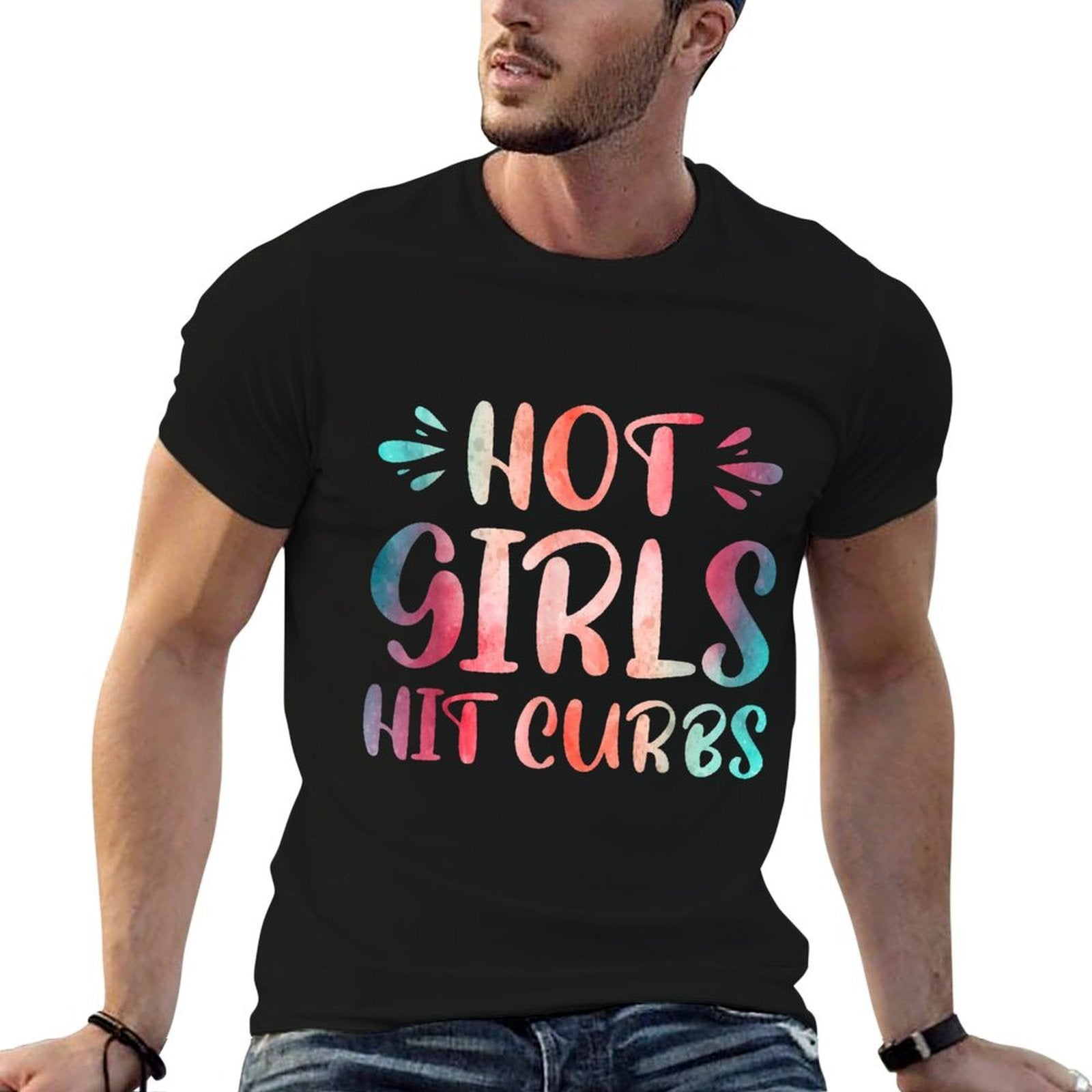 Hot Girls Hit Curbs Female Driver Meme  Versatile T-Shirt