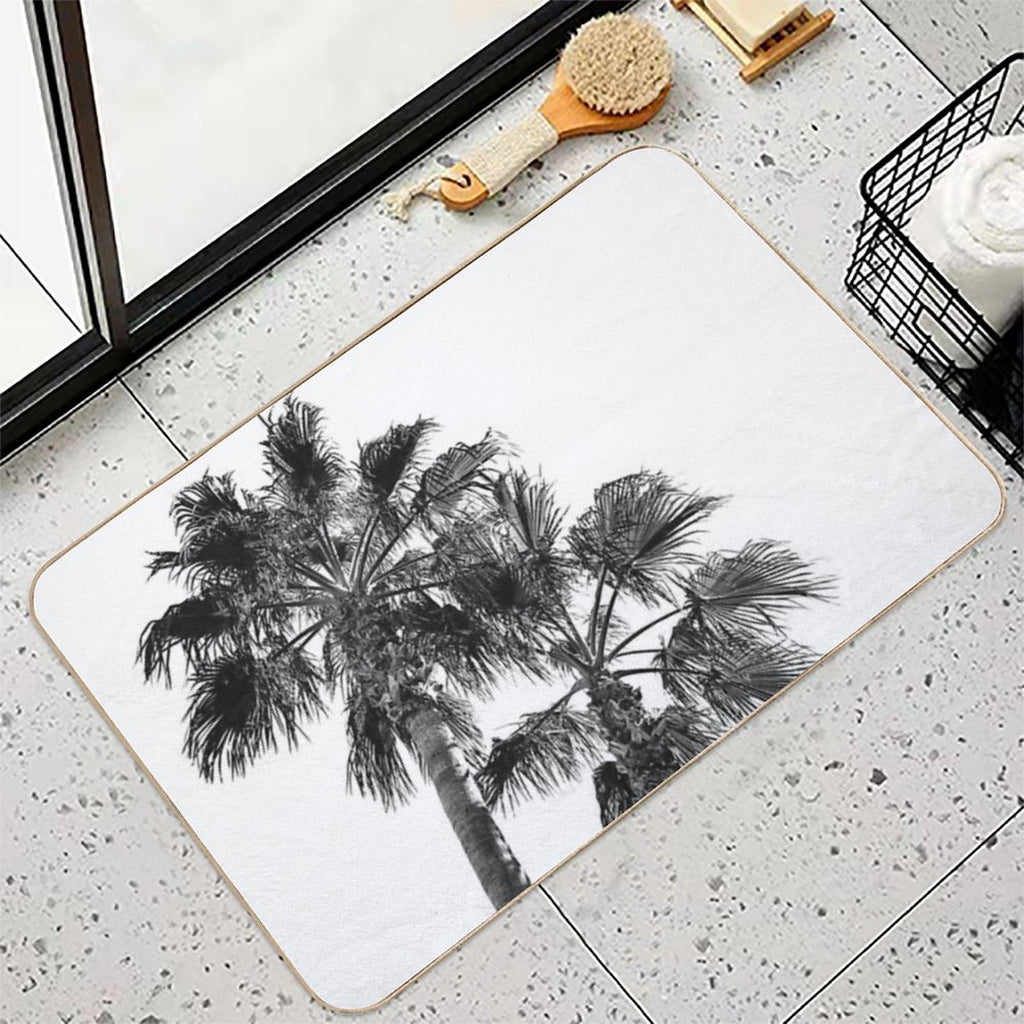 Black And White Palm Tree Print  Picture of The Summer Sky with Two Palms Beachy And Surfing Photography  Versatile Bath Mat