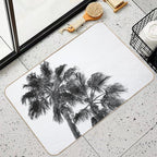 Black And White Palm Tree Print  Picture of The Summer Sky with Two Palms Beachy And Surfing Photography  Versatile Bath Mat