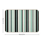 Vertical Retro Stripes in Mint Green, Black, And Cream  Easy To Clean Bath Mat