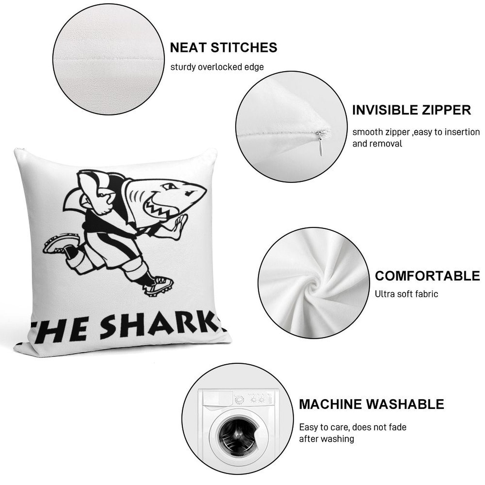 The Sharks Rugby Supporter Gear Soft Shrink-Resistant Throw Pillow
