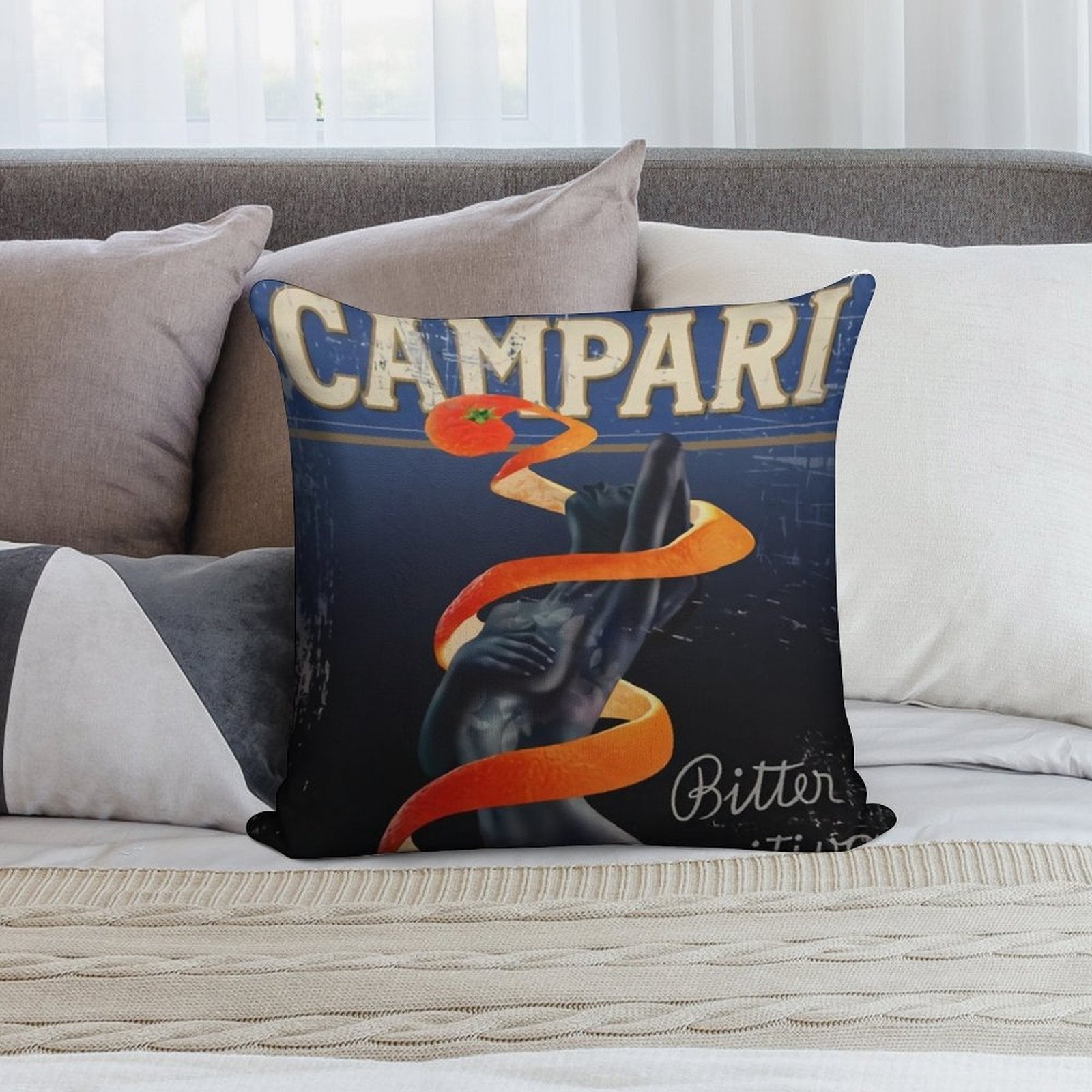 Campari Vintage Orange Peel Distressed Soft Anti-Pilling Throw Pillow