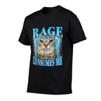 Rage Consumes Me Funny Silly Staring Cat Meme Women Men  Moisture-wicking T-Shirt