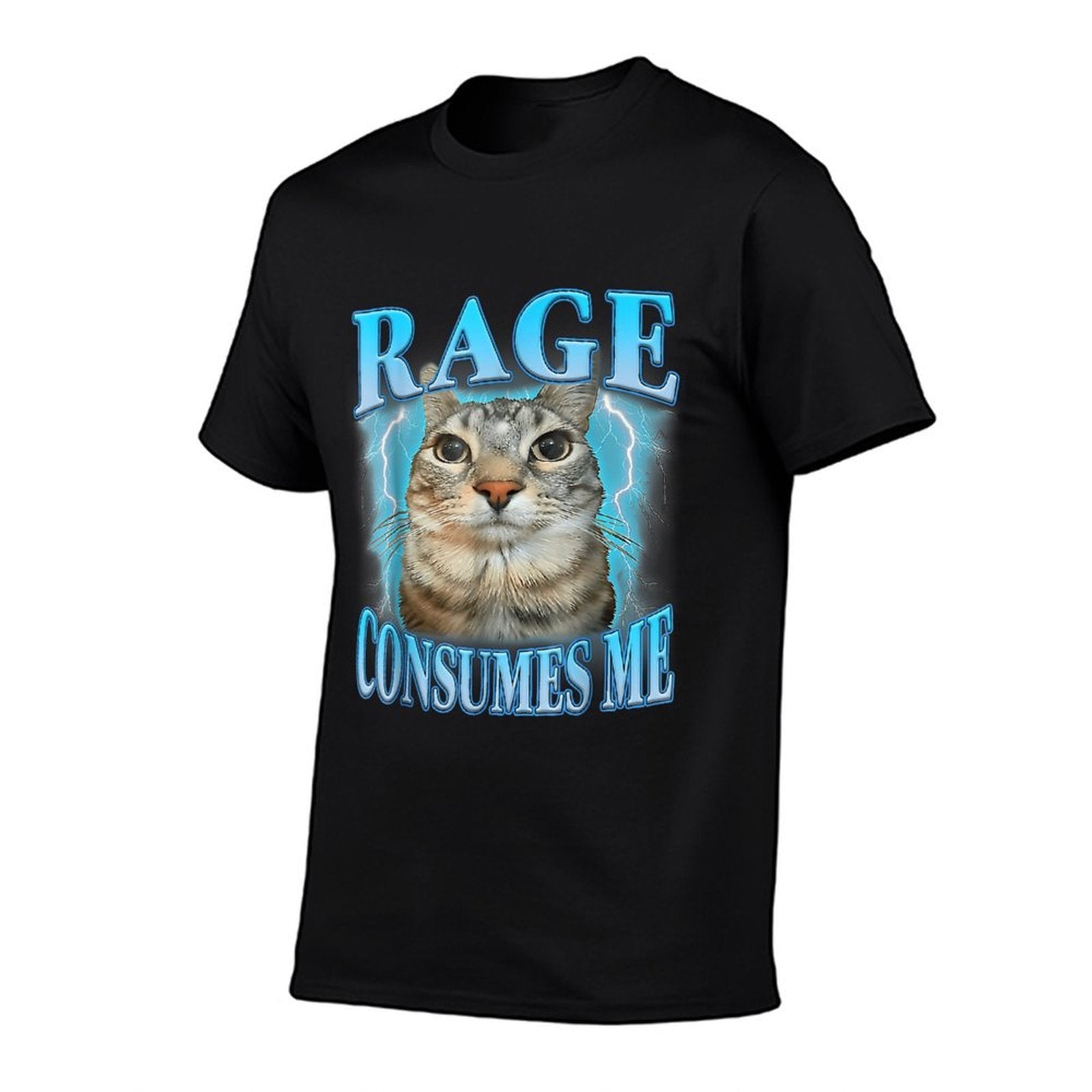 Rage Consumes Me Funny Silly Staring Cat Meme Women Men  Moisture-wicking T-Shirt