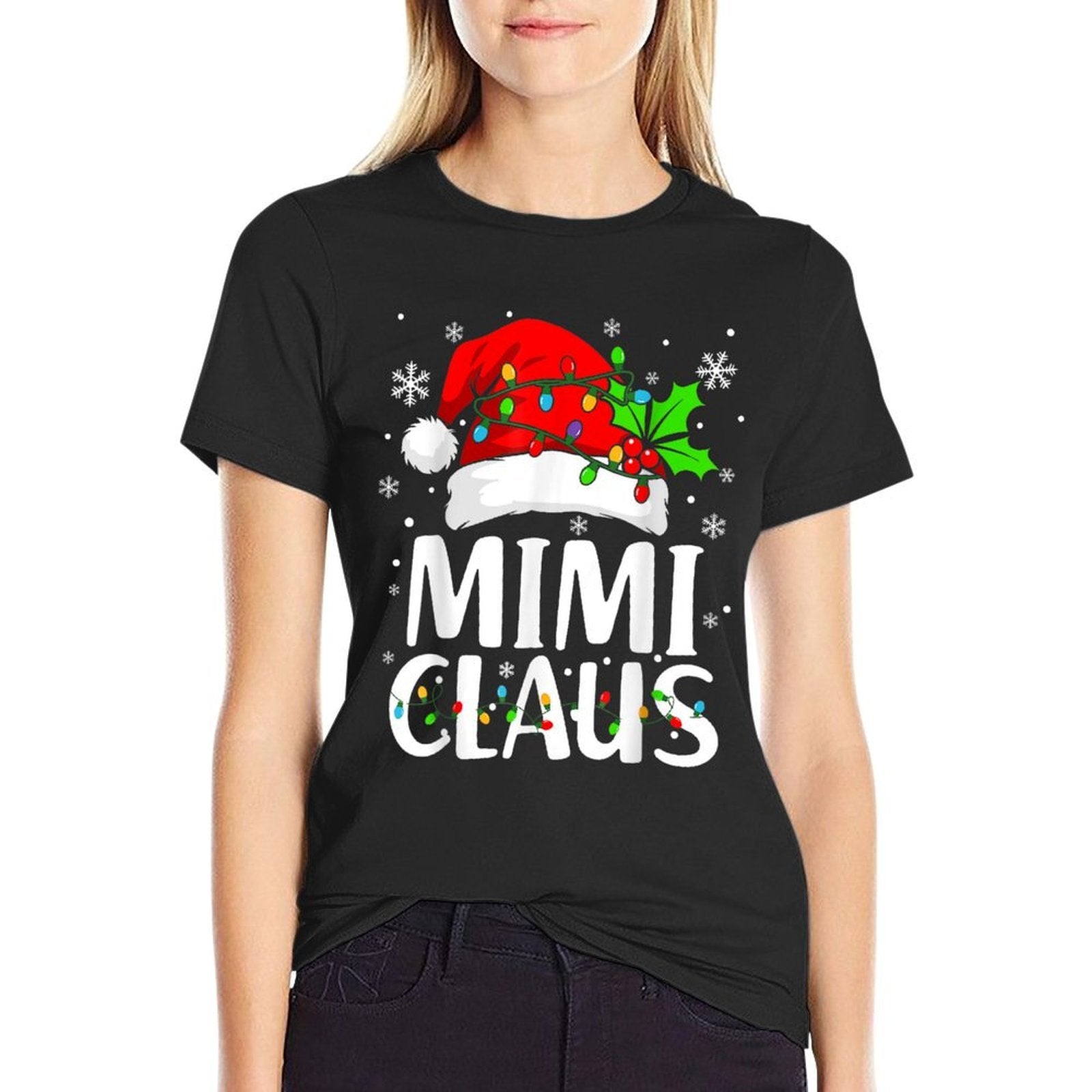 Mimi Claus Christmas Lights Pajama Family Matching  High-quality Stitching T-Shirt