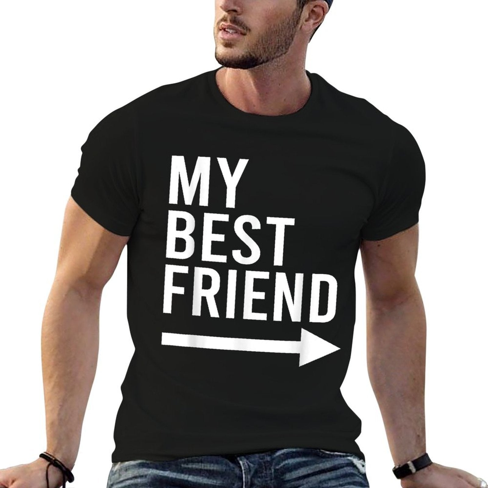 Funny My Best Friend With Arrow Pointing Left Bestie Design  Slim-fit Cut T-Shirt