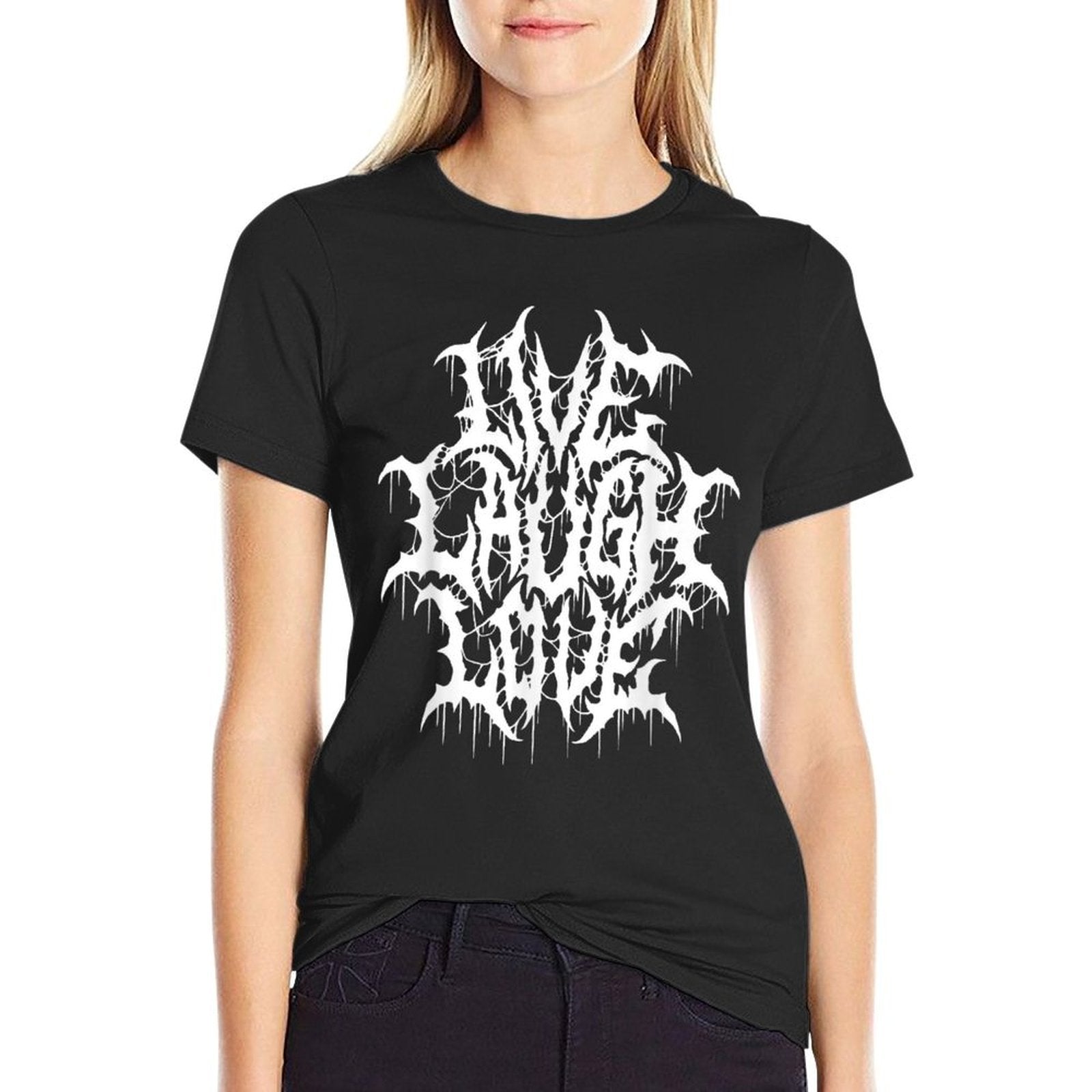 Live Laugh Love Black Metal Parody Funny Typography  Polyester Blend T-Shirt