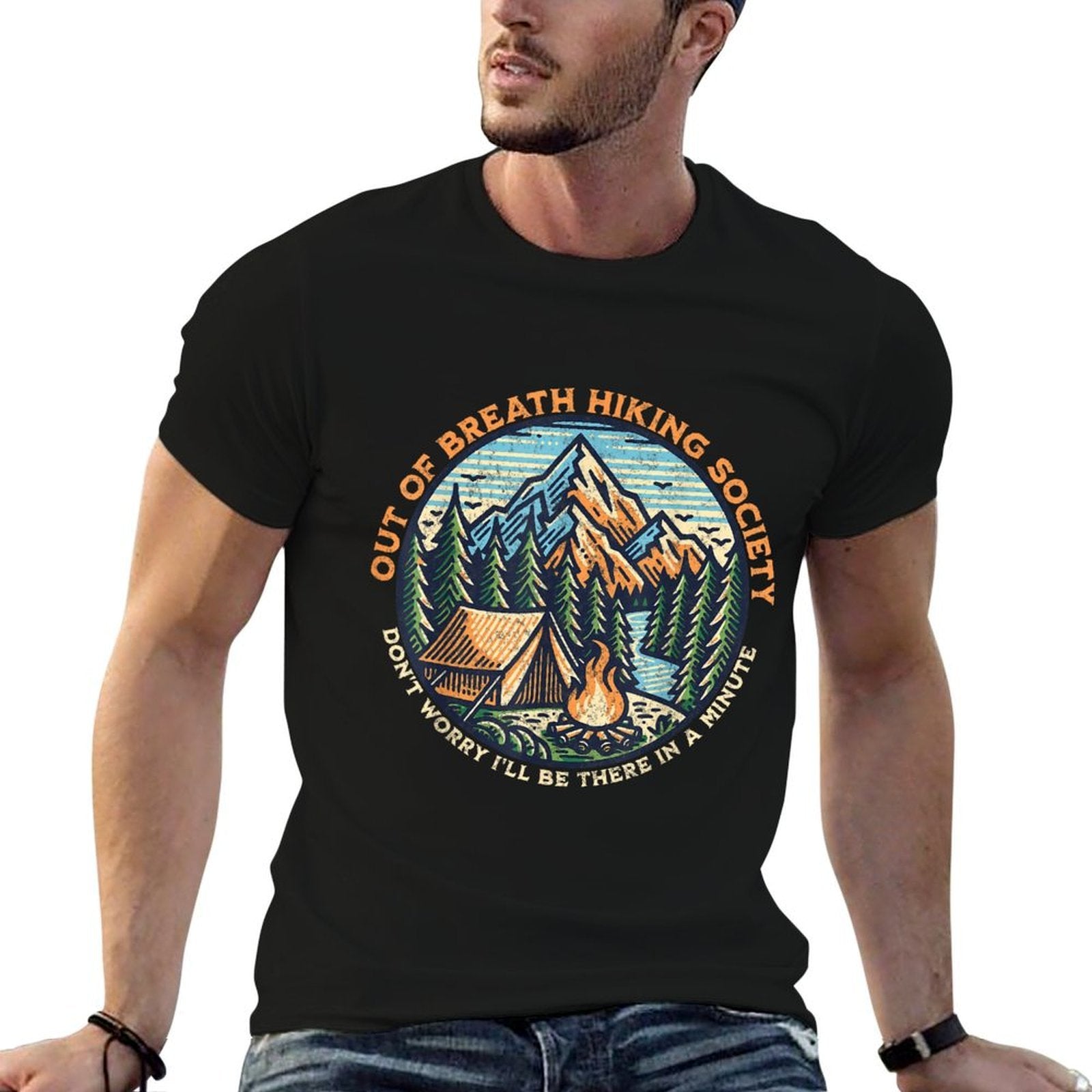 Out of Breath Hiking Society Men Women Hiker Funny Outdoor  Eco-friendly Material T-Shirt